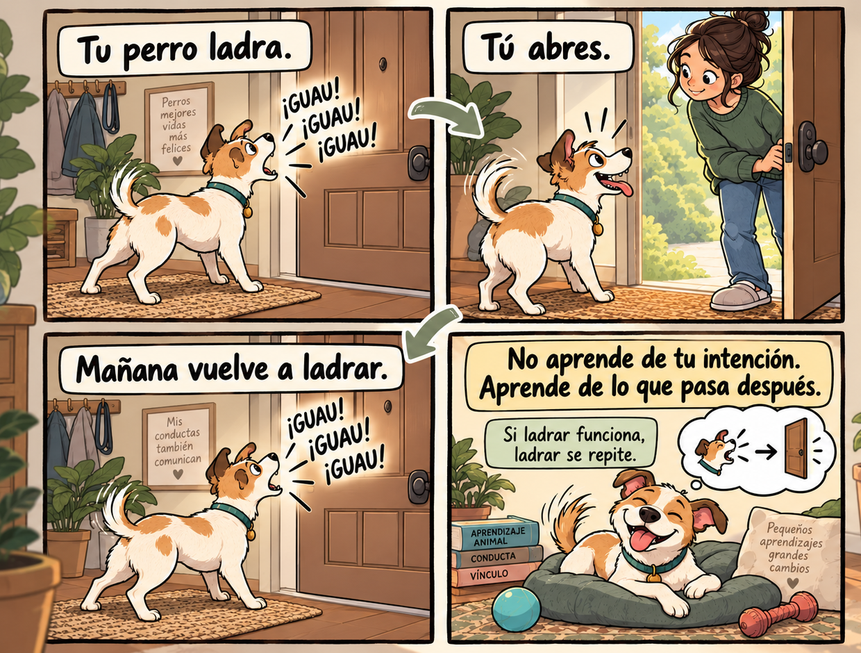 Tu perro no aprende de tus intenciones: aprende de lo que pasa después